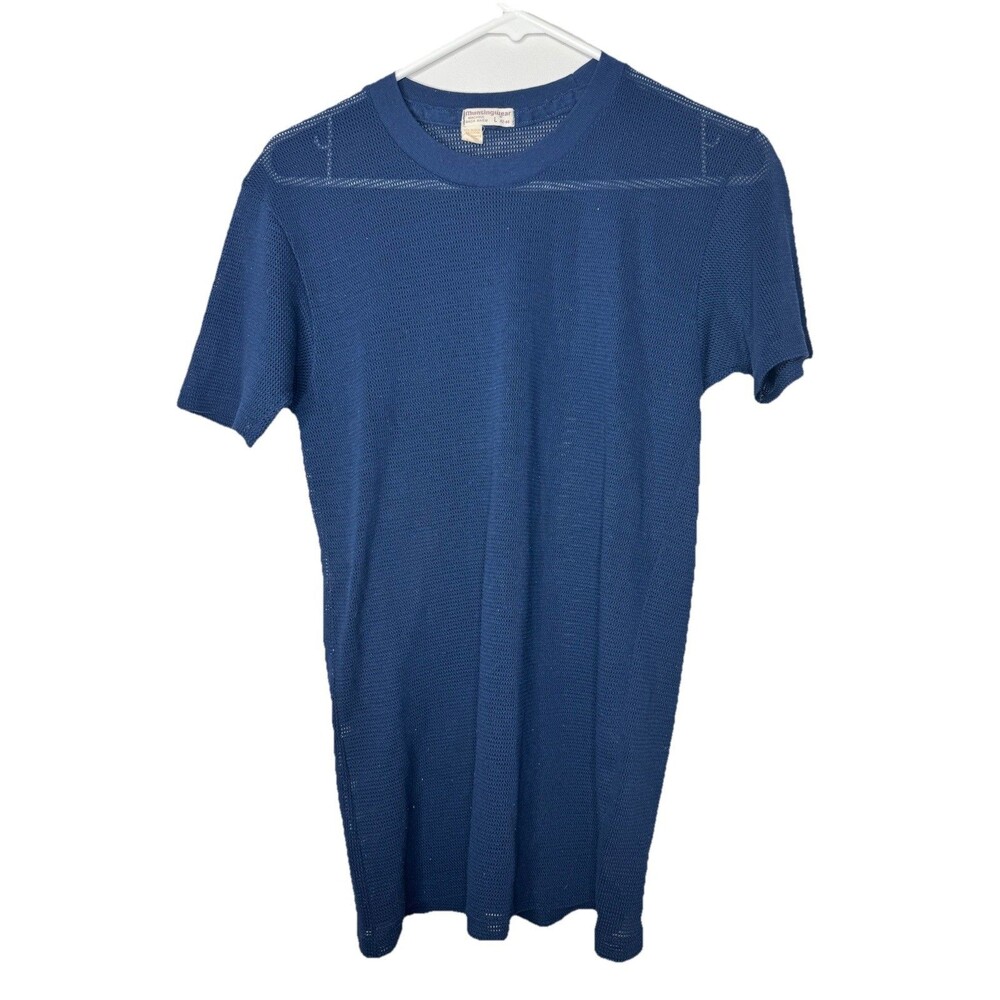 Vintage Munsingwear Mesh Knit Shirt Navy L Made in USA